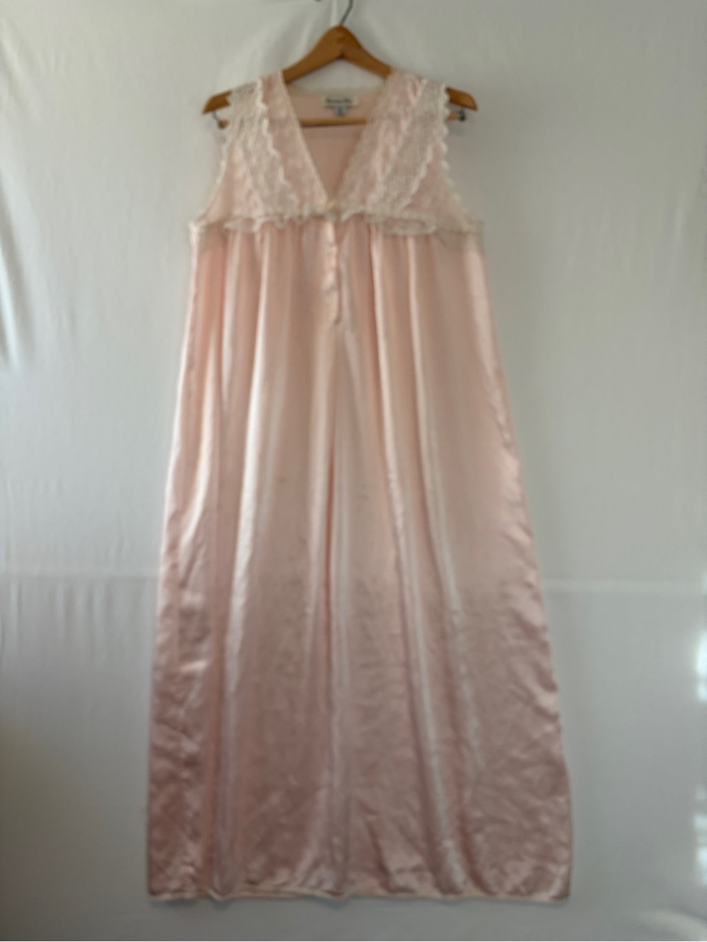 Vintage 1980’s Dior Pale Pink Satin Lace-Trim Nightgown